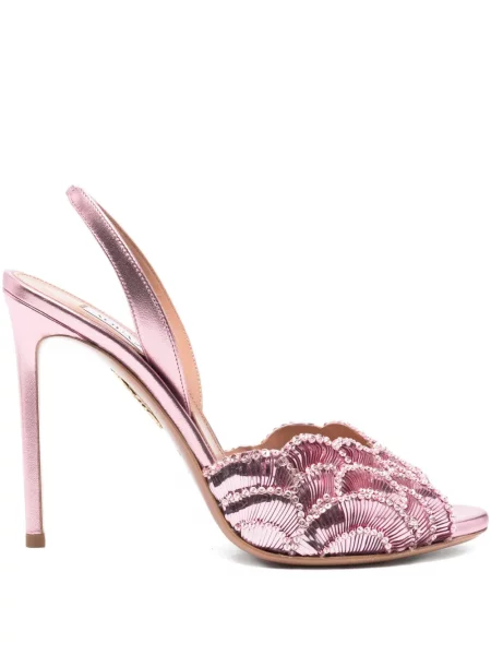 Sandale Aquazzura cu broderie roz