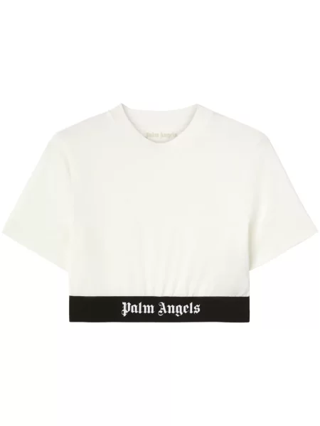 Top Palm Angels z dżerseju z dekoltem w kształcie litery U z autografem biały