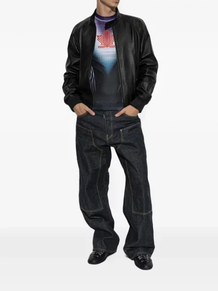 Lung tricou Dsquared2 cu imagine negru