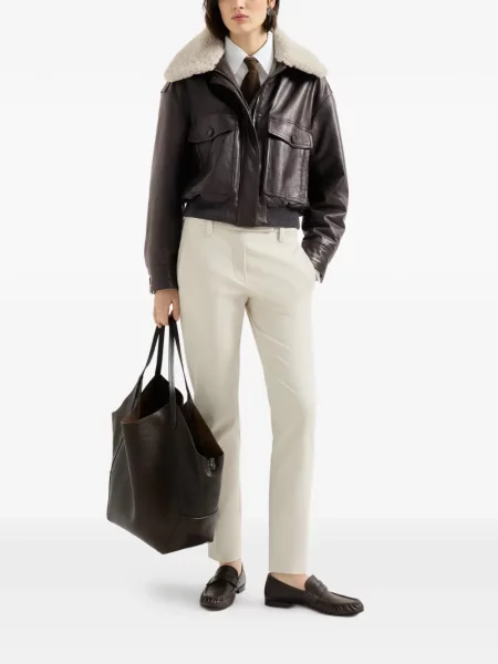 Pantaloni Brunello Cucinelli stretch alb