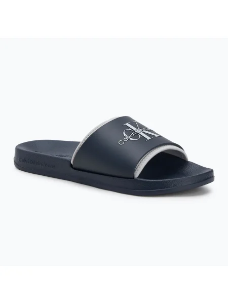 Pánske žabky Calvin Klein Slide Rubber Neoprene Monologo navy/oyster mushroom tmavo modrá