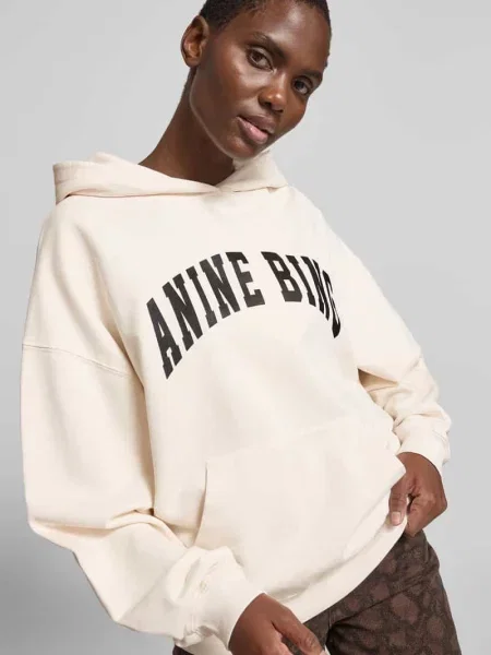 Bluza z kapturem o kroju oversized z nadrukiem z logo Anine Bing różowa