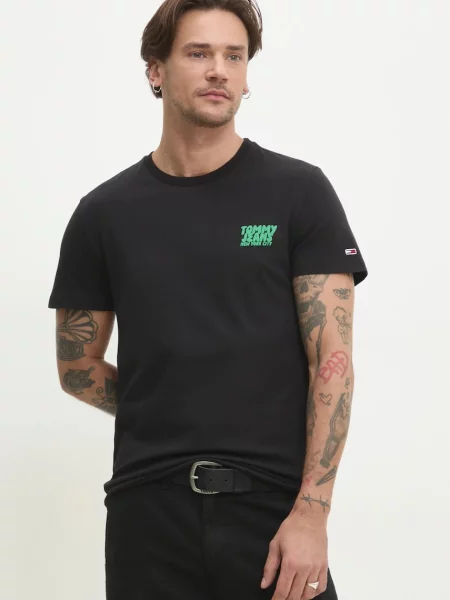 Tommy Jeans tricou din barbati neted negru