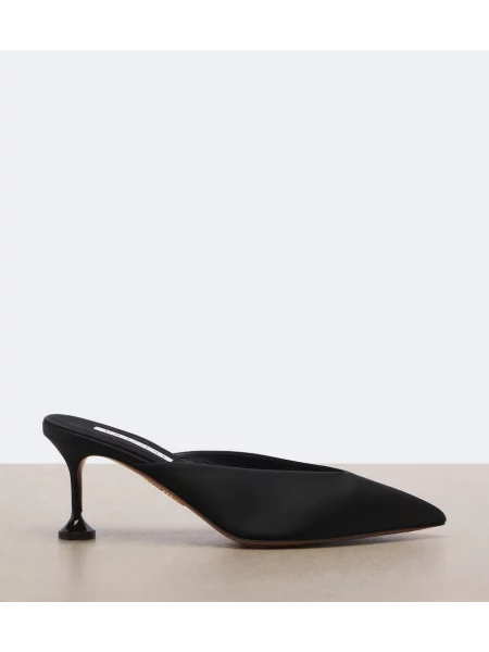 Сатенени мюли Aquazzura черно