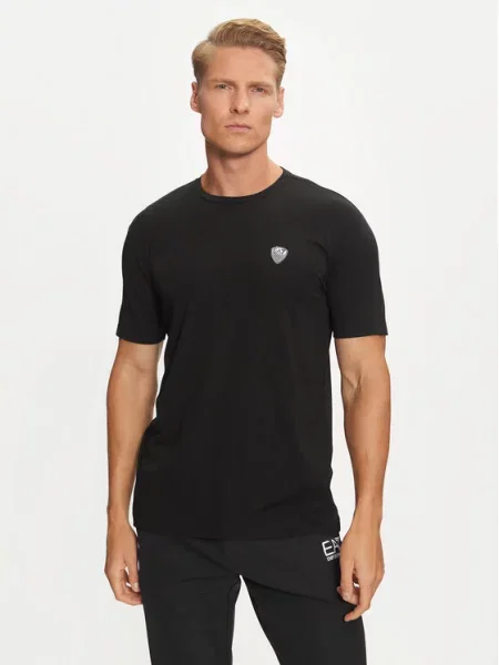 T-shirt z mieszanki z naszywką z logo Ea7 Emporio Armani czarna