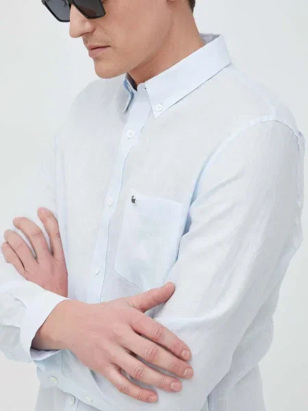 Lanena srajca Lacoste modra