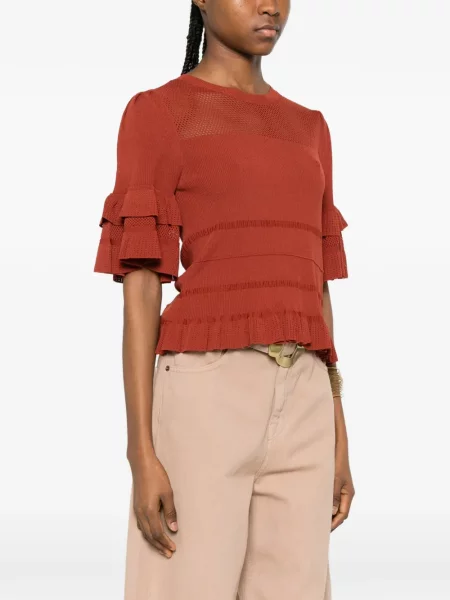 Top Twinset tricotate cu volane maro