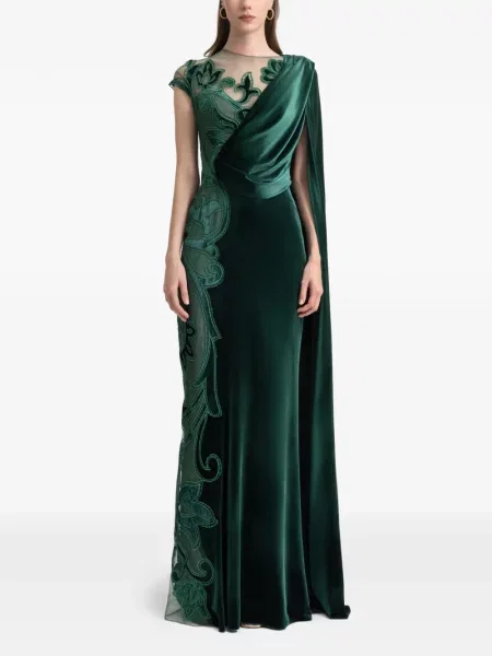 Rochie Gemy Maalouf de catifea drapată verde