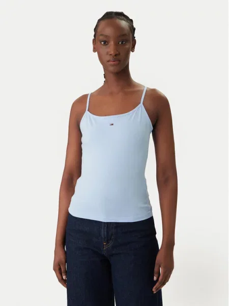 Tommy Jeans Top Essential celest albastru