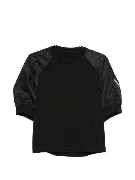 Суичър с цип Sacai с кръгло деколте черно
