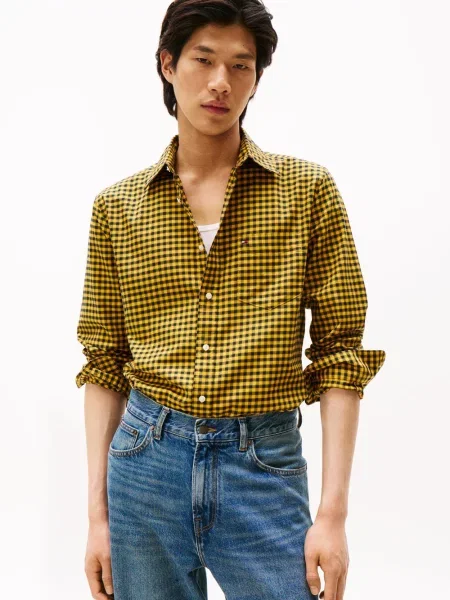 Tommy Hilfiger koszula casual Mężczyźni Regular Fit żółty|czarny w kratkę M czarna