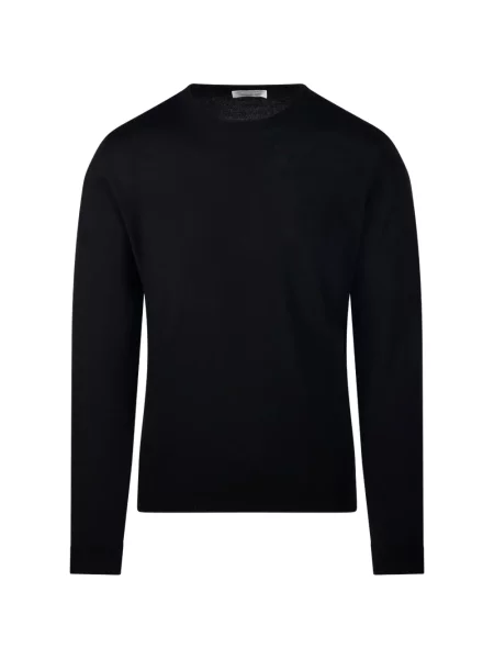Lung pulover Roberto Collina cu decolteu rotund negru