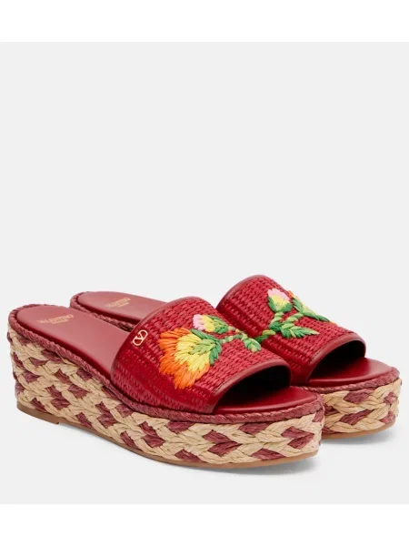 Usnjene espadrile Valentino Garavani rdeča