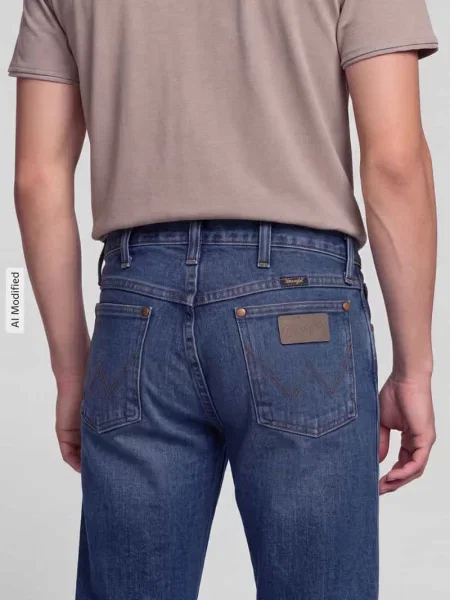 Krój regular fit jeansy bootcut z czystej bawełny model Cowboy' Wrangler niebieskie