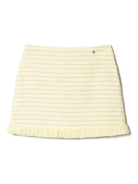 Bouclé fusta mini Twinset cu franjuri galben
