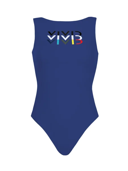 VIVID Costum de baie întreg albastru închis / negru alb