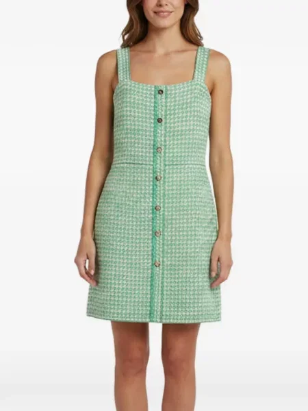 Rochie mini Sandro fără mâneci din tweed verde