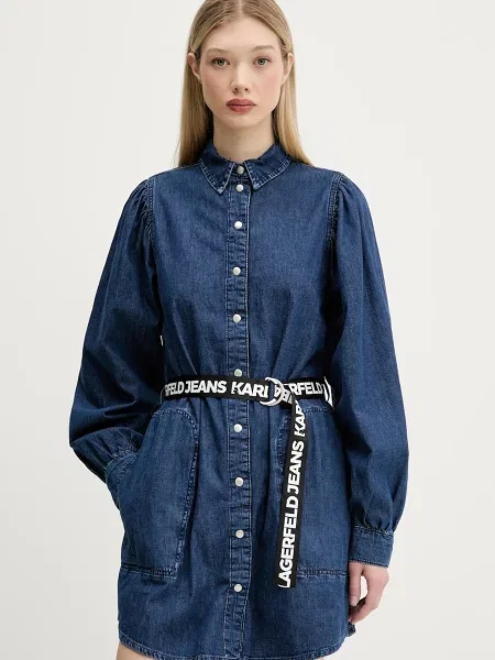 Karl Lagerfeld Jeans rochie din denim bleumarin mini drept