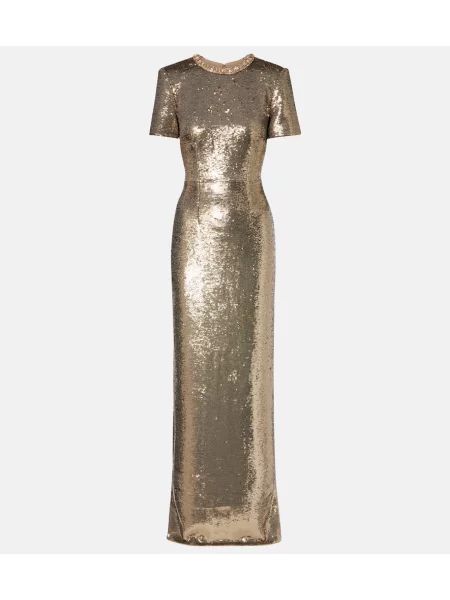 Rochie Roland Mouret de cristal auriu
