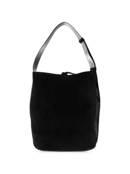 Geantă Lié Studio din piele de căprioară negru