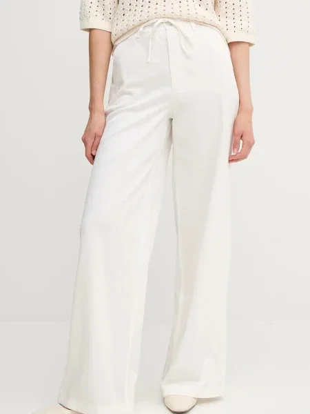 Панталон OUI с широка каройка с висока талия бяло