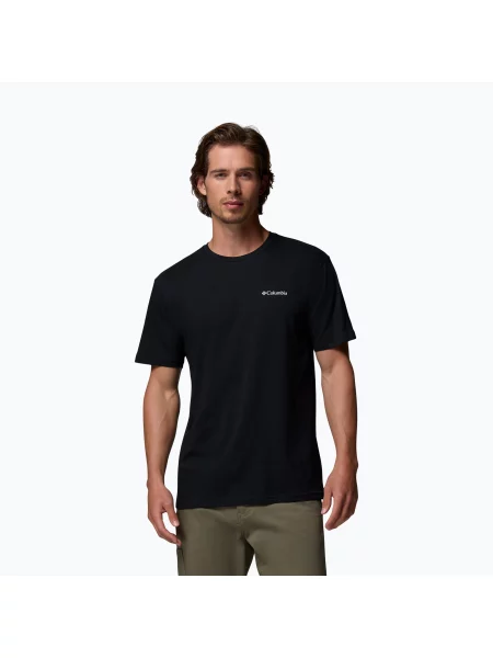 Tricou de trekking pentru bărbați Columbia North Cascades black/csc box logo negru
