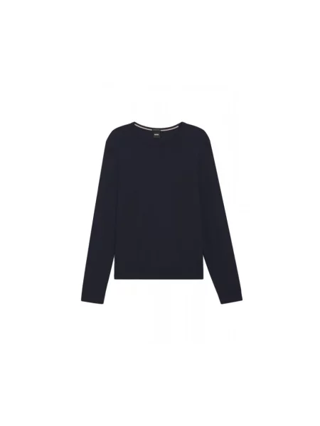 Lniany sweter Boss niebieski