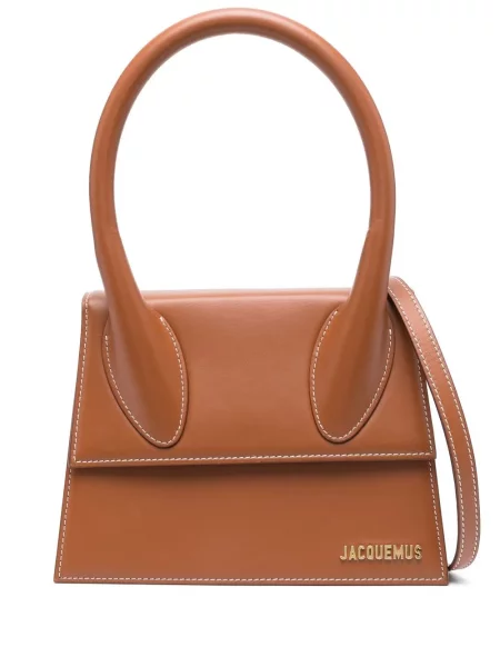 Δερμάτινη τσάντα shopper Jacquemus καφέ