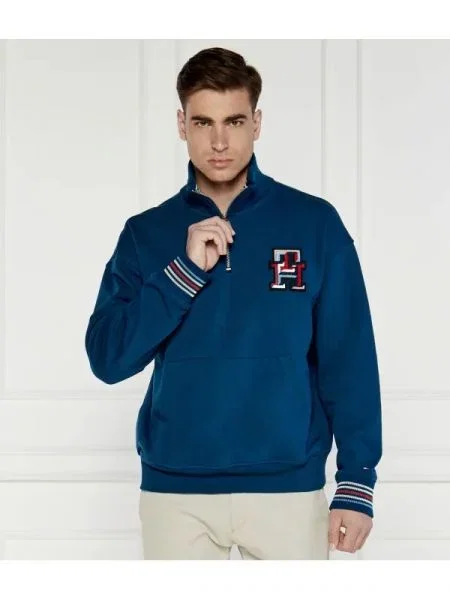 Tommy Hilfiger Hanorac MONOGRAM TIPPED ZIP | Oversize fit albastru