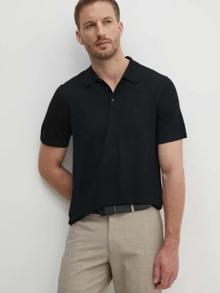Tricou polo Michael Kors de lână negru
