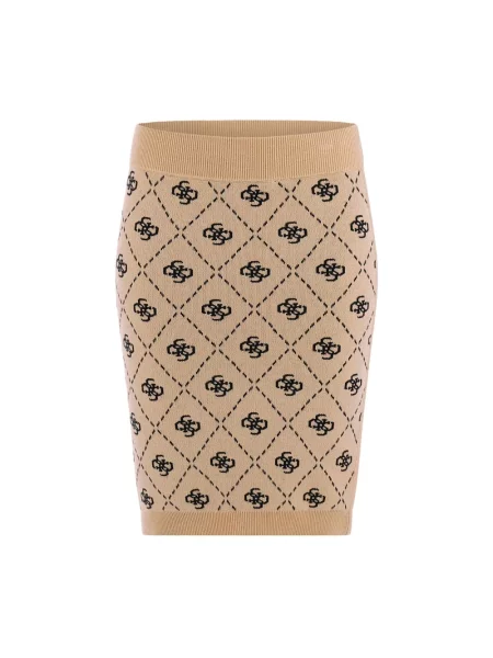 Guess spódnica z domieszką wełny SARAH mini ołówkowa beżowy
