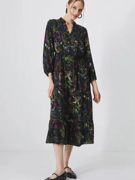 Рокля Medicine среднодълга разкроена черно