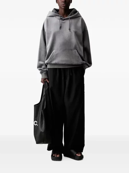 Βελούδινο hoodie Y-3 με σχέδιο γκρι
