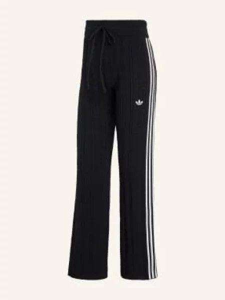 Adidas Originals Pletené Kalhoty Sst Wide Leg S Galonovými Pruhy černá bílá