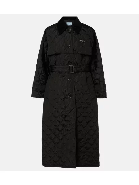 Pikowany płaszcz Prada czarny