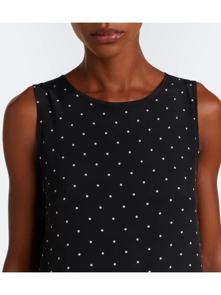 Rochie midi Asceno de mătase cu buline negru