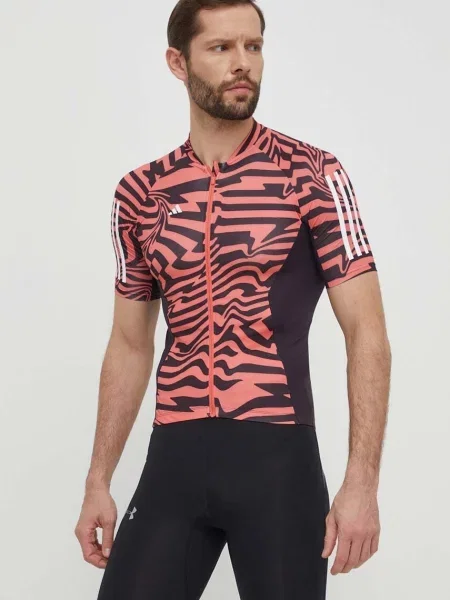 Вело тениска adidas Performance с десен червено