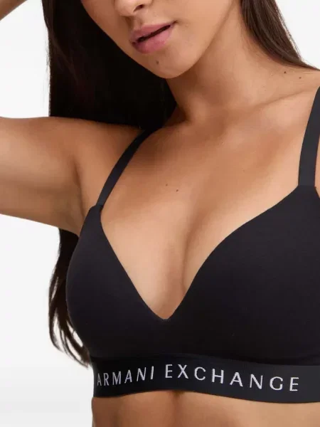 Сутиен с триъгълни чашки Armani Exchange с автограф черно
