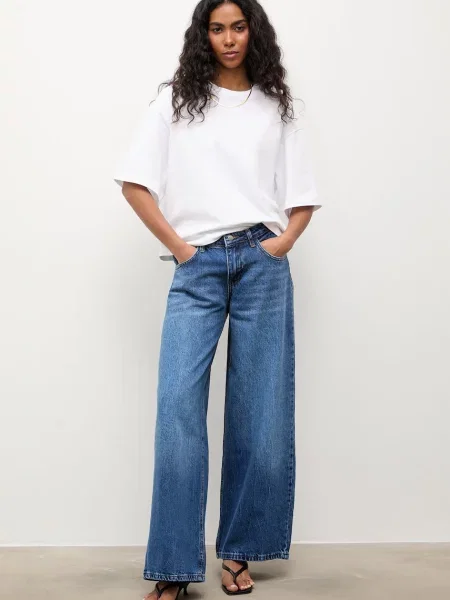 Answear.LAB jeansy wide leg niebieskie
