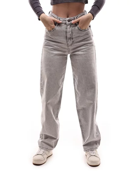 Прямі джинси REAL FOCUS світло-сірий бавовна/поліестер сірі