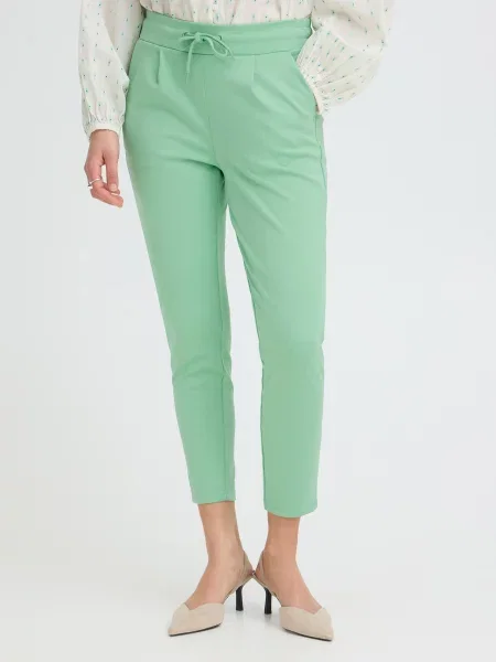ICHI Pantaloni cutați KATE deschis verde