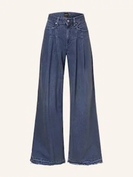 Boss Wide Leg Džíny Slouchy medium grey šedé