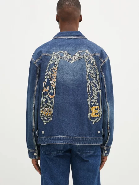 Traper jakna Evisu Sheridan Daicock Printed za muškarce tamno za prijelazno razdoblje plava