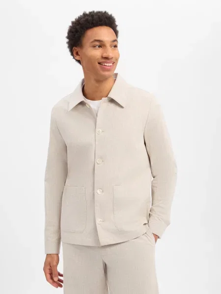 Finshley & Harding London kurtka modułowa z zawartością lnu Logan Mężczyźni Comfort Fit 46 beżowy