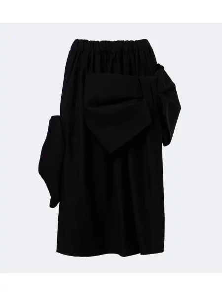 Fustă midi Noir Kei Ninomiya cu funde de lână negru