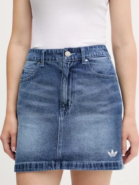 Adidas Originals fustă jeans Denim Mini Skt mini evazați albastru