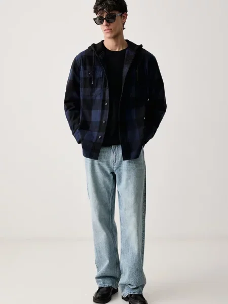 Levi's srajca denim CLASSIC HOODED WORKER modra