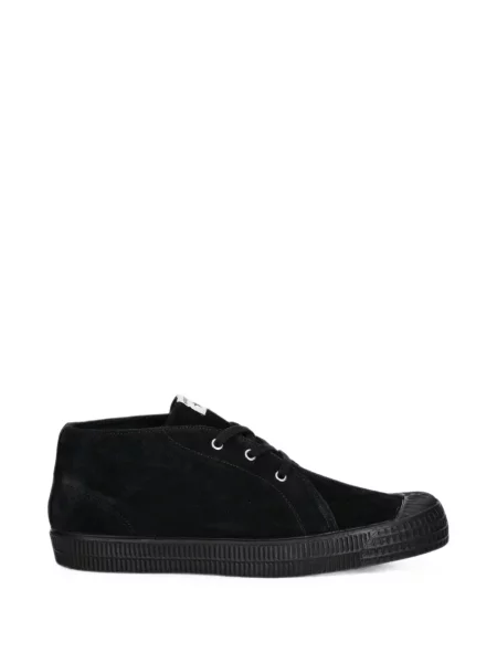 Sneakerși Novesta cu șireturi din piele de căprioară negru