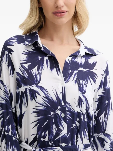 Rochie tip cămașă Dkny cu model floral cu imagine de costum alb