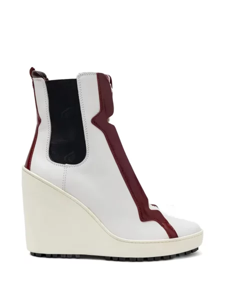 Botine Hogan cu șireturi cu pană din dantelă alb